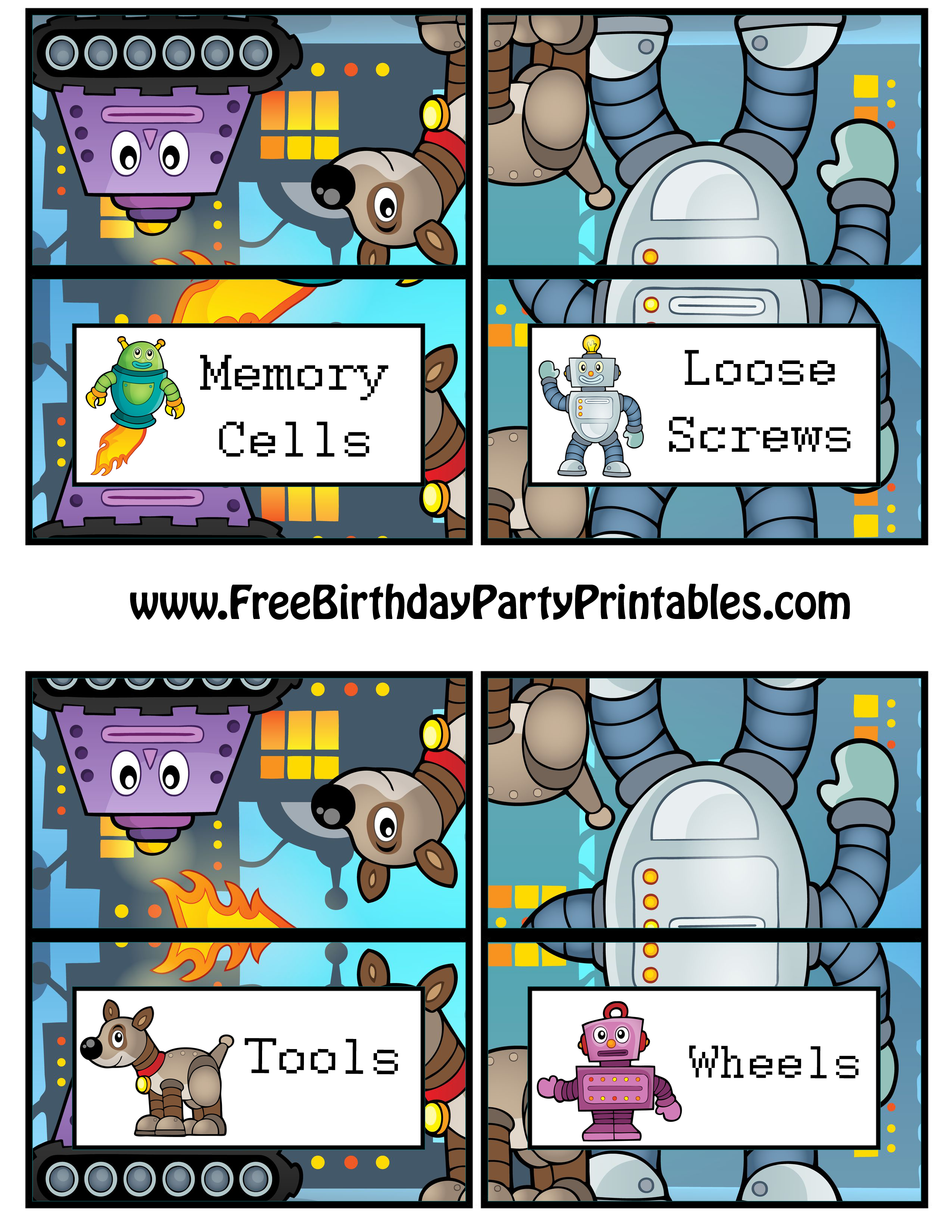 Free Robot Birthday Party Printables